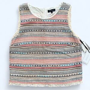 NWT 1. State Women’s Gypsy Night Boho Tweed White  Pink Stylish Summer Top Small